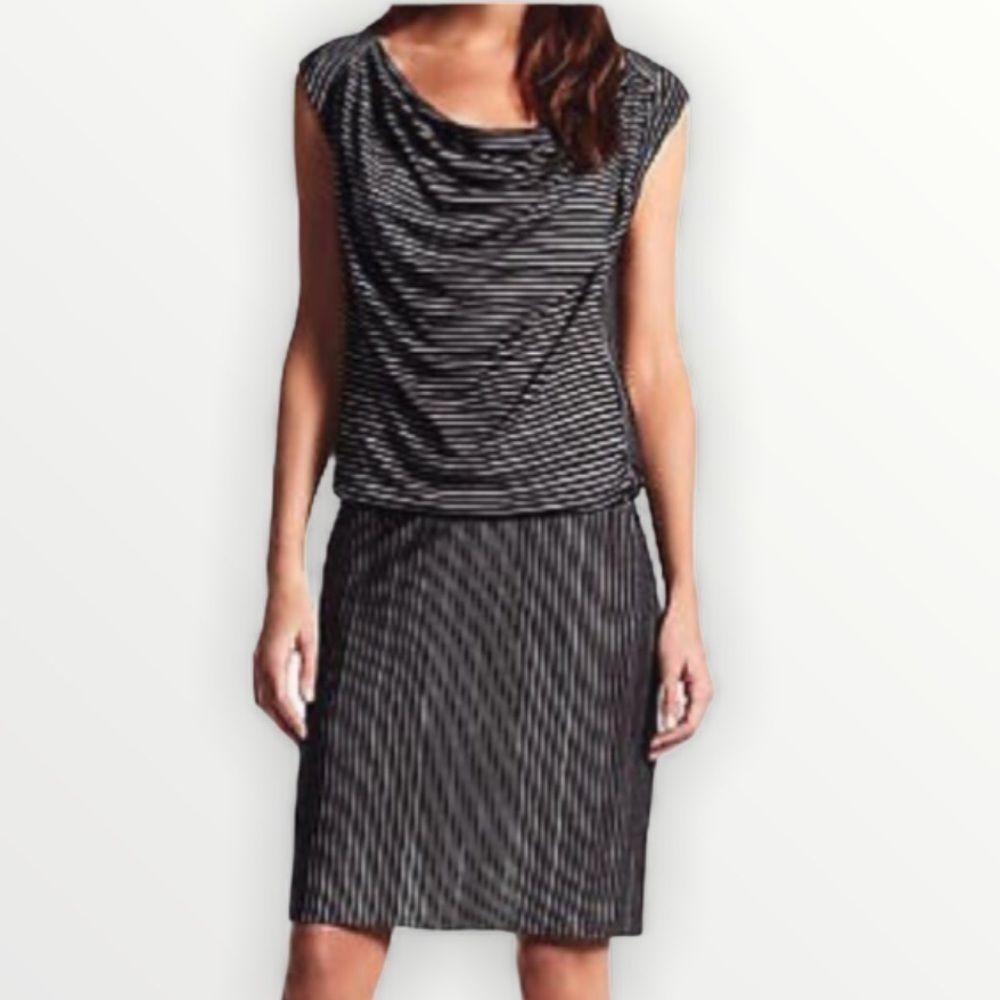 DEREK LAM Design Nation Striped Drop Waist Dress